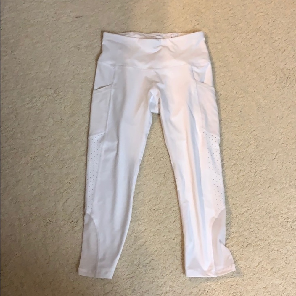 Layer8 white mesh cropped pocket leggings